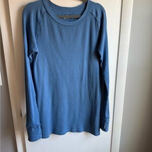 Blue Long Sleeve Ribbed Top